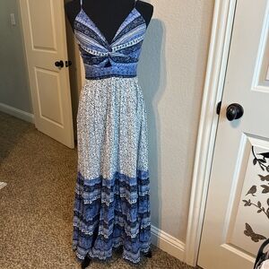 Blue and White Maxi Dress